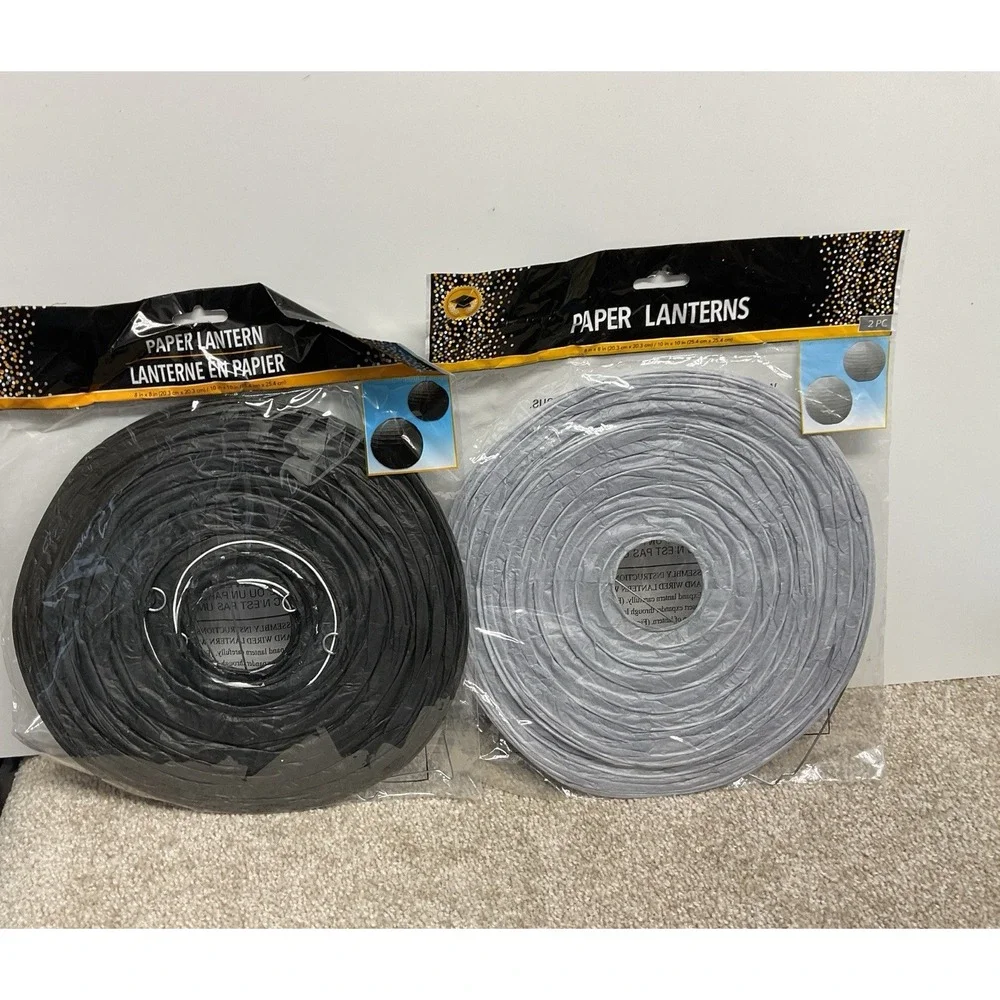 Paper lanterns 2 Pack Gray‎ & Black New In Package